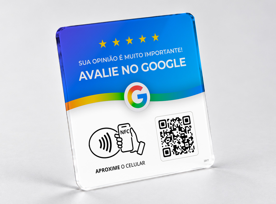 Placa NFC Acrílico 10 × 10 cm — Google Azul
