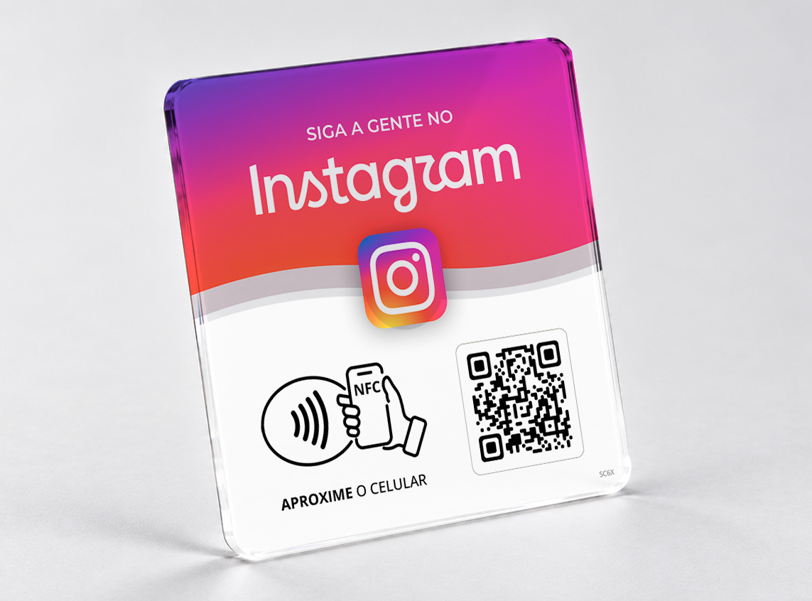 Placa NFC Acrílico 10 × 10 cm — Instagram