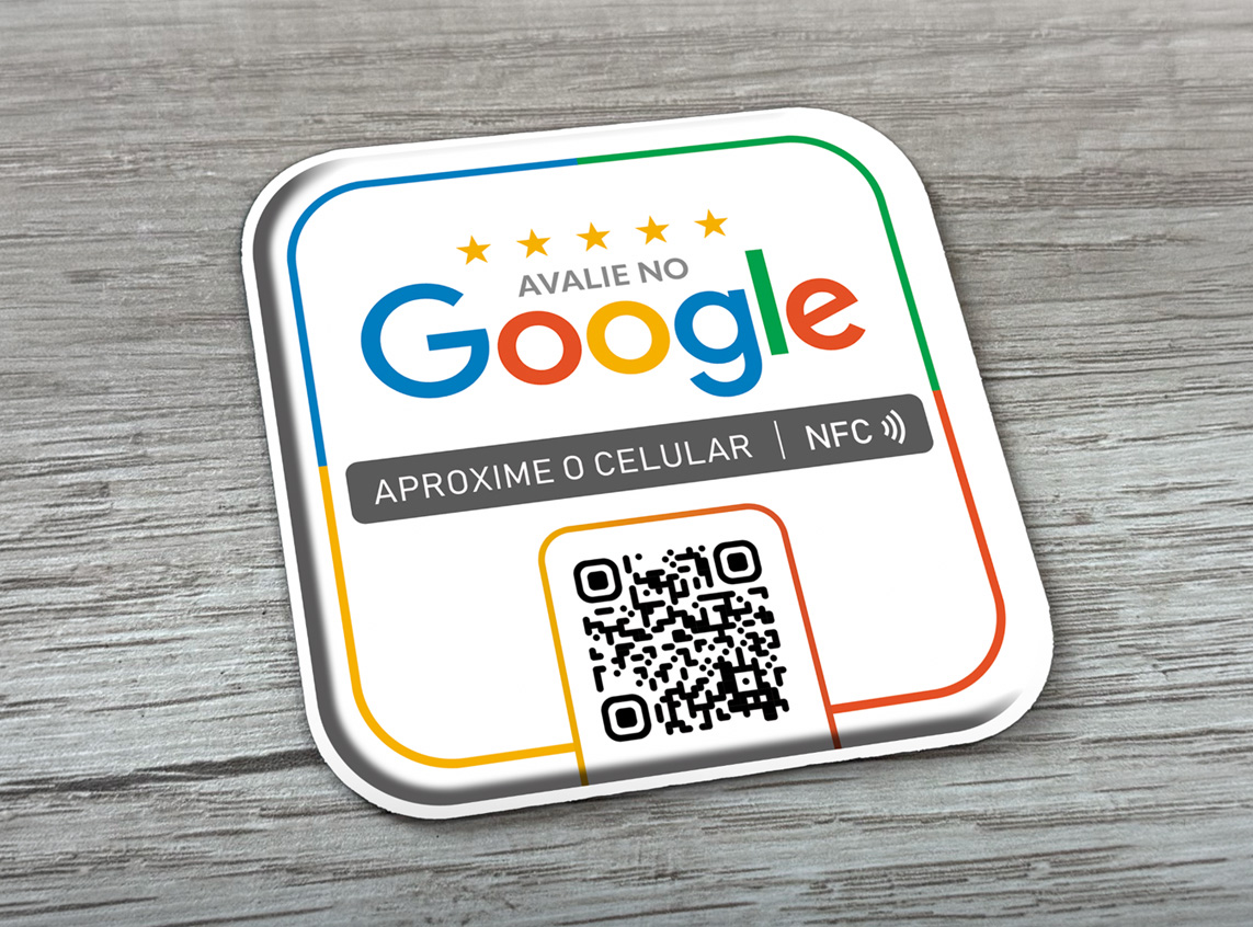 Tag NFC Resinada 8 × 8 cm — Google Branca